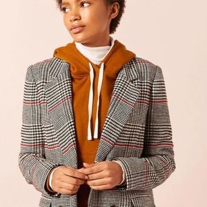 Forever 21 Tweed Houndstooth Double Breasted Button Blazer M